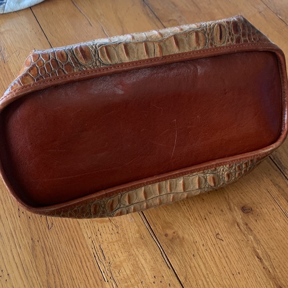 Brahmin Flower Toasted Almond Collection Shoulder Bag Leather Croc Print Purse - Picture 15 of 16